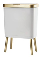 Bathroom Trash Can with Lid, Plastic Garbage Can with Legs, 4 Gallon Gold Trash