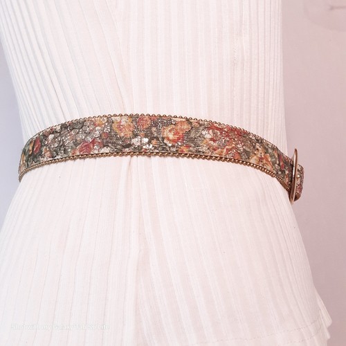Blumen Gobelin Gürtel Damen kleine Taille mehrfarbig glitzernd Stoff Perlen Bordüre - Bild 4 von 11
