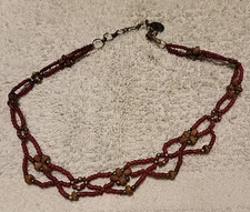 ZAD Red Apple Seed 17" Necklace.  Design Resembles Indian Folk Art 