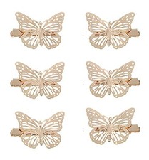 3 Pairs Butterfly Hair Clips Metal Silver Vintage Retro Small Claw Hairpin Gold