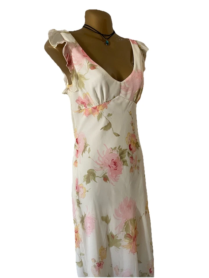 Maxi Vestido Midi Floral De Colección Años 90 Y2K La Belle Chifón Babydoll Suave Romántico Hada Foto 2 de 4