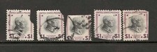 US - FIVE 1938 USED WOODROW WILSON $1 STAMPS w/ FLAWS - SCOTT 832 - S253f