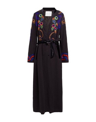 Forte Forte Trenchcoat schwarz Wolle bestickt 