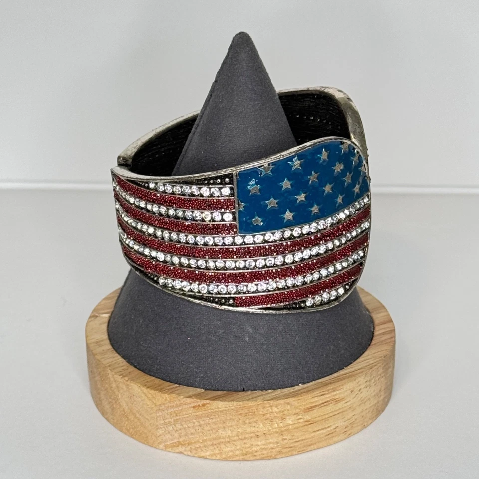 Патриотический со стразами на петлях браслет браслет красный белый синий серебристый тон - Изображение 4 из 4