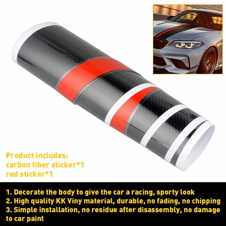 Calcomanía gráfica automática a rayas capó de 7" vinilo coche camión carreras rally universal 14 cm Foto 4 de 4