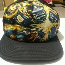 2014 Dr Who Baseball Cap-Exploding Tardis-black-flat Brim-trucker mesh-one size