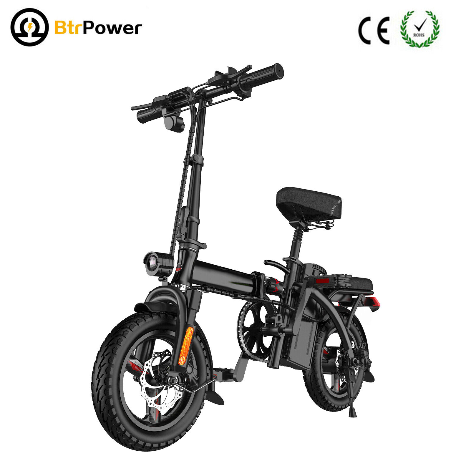 Adult 14" 400W Motor Folding Ebike City Electric Bike 48V 15AH Battery 15.5MPH