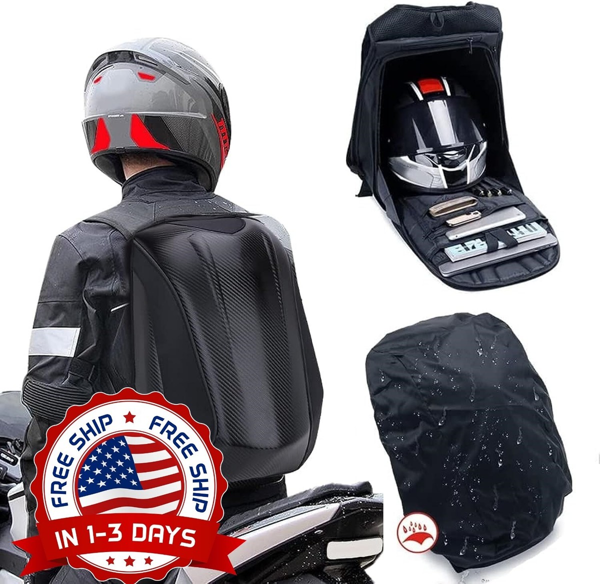 Mochila De Motocicleta Para Hombre Resistente Al Agua De Fibra De