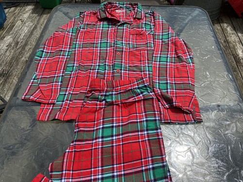 Jammies for Your Families Men Pajama 2 Piece Sleep Set Christmas Colors Plaid L - Picture 2 of 5