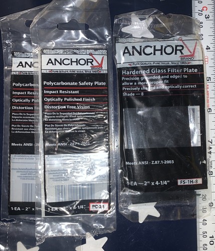 ANCHOR 2” X 4-1/4” 1x Paralume 8 Piastra Filtro Vetro Temprato e 2x Piastre di Sicurezza - Foto 1 di 2