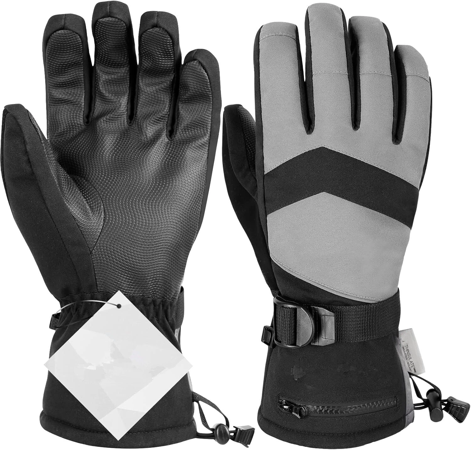Ski Gloves Waterproof Windproof - Thinsulate Insulated Warm Snow Gloves (Size:L)