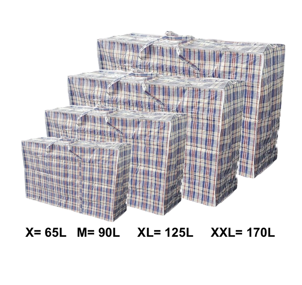 Jumbo X M XL XXL Tasche Bag Aufbewahrung Sack kariert faltbar leicht groß Bl - Bild 1 von 4