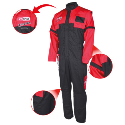 KS TOOLS Overall, rot/schwarz, XXL mit einer Vielzahl an Taschen