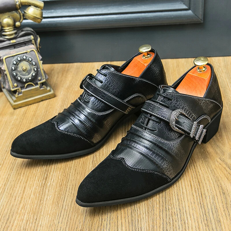 Men Shoes High Heels Men Wedding Shoes Non-slip Mens Banquet Dress
