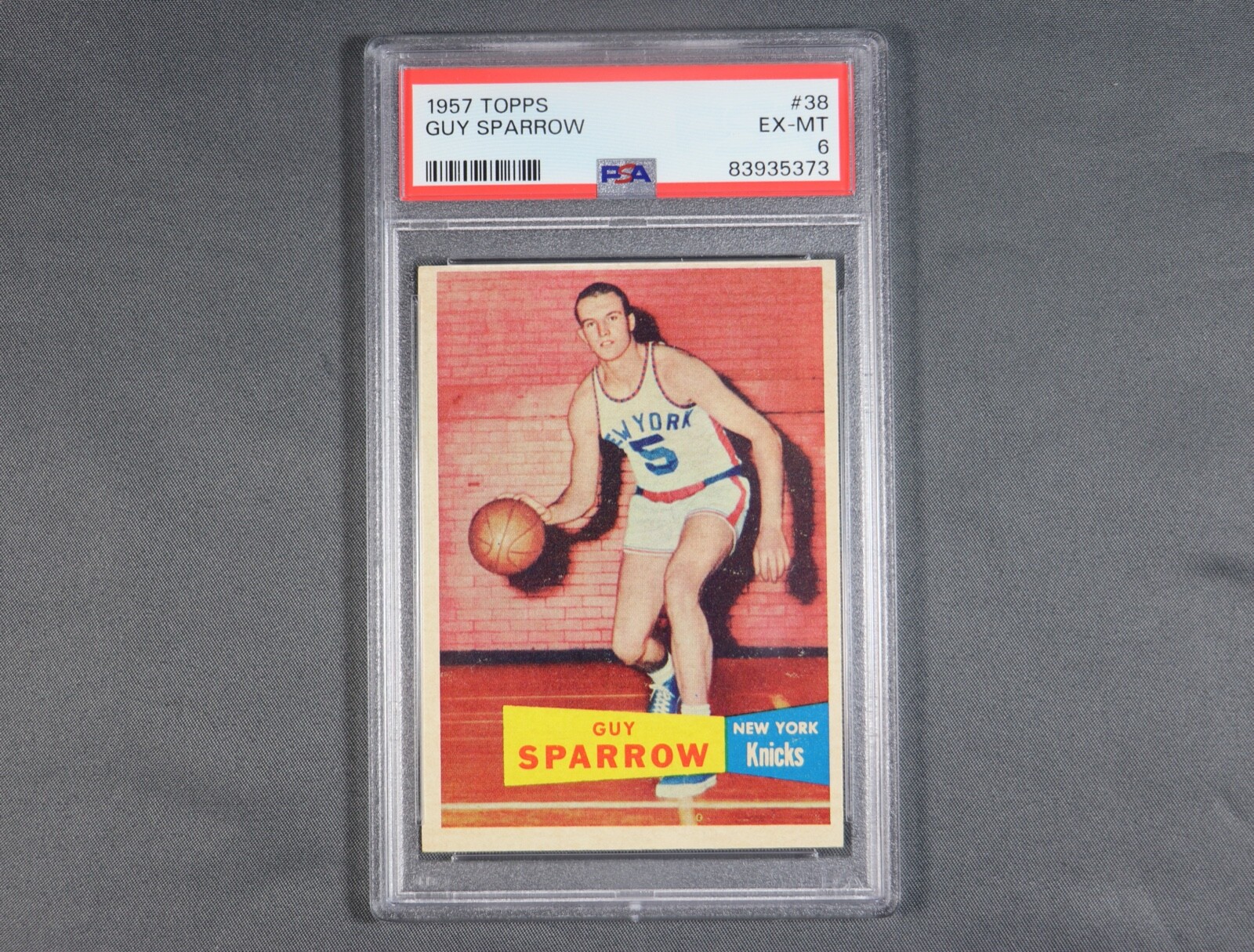 1957 Topps Basketball Card #38 GUY SPARROW New York Knicks PSA 6 EX-MT