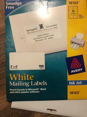 Avery Shipping Address Labels, Laser Inkjet Printers, 100 Labels, 2x4 Labels 72782181635 | eBay