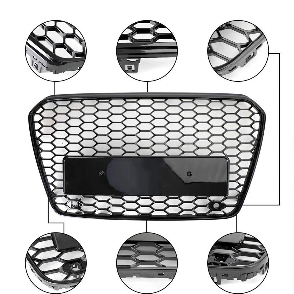 New For 2013-2016 Audi A5 S5 B8.5 Black Honeycomb Mesh Front Bumper Grille Style - Изображение 4 из 4