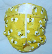 Female Dog Puppy Pet Diaper Washable Pants Sanitary Underwear YELLOW BEES S/M