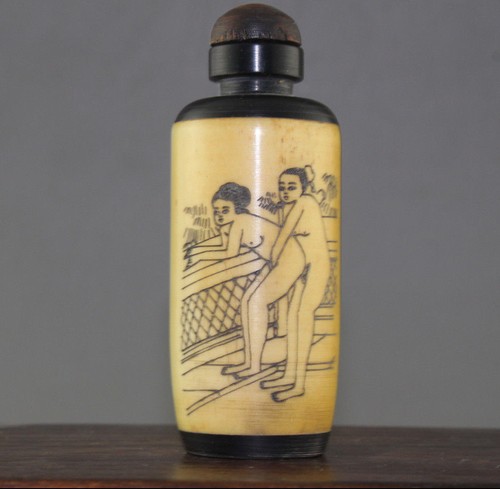 Rare Chinese Hand-carved man woman / Cattle Snuff Bottle - Picture 2 of 6
