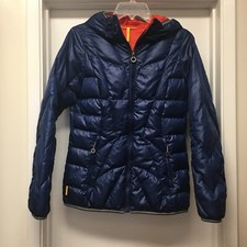 Lole Blue Down Elena Hooded Puffer Jacket Size Small