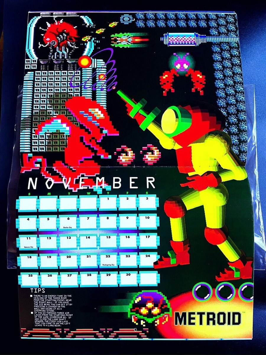 Vintage Nintendo The Power Game 1990 Calendar Zelda Metroid Super