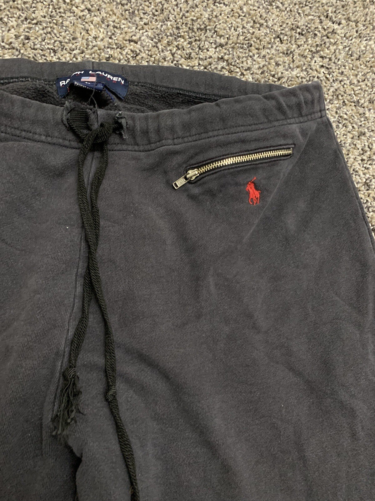 Felpa uomo Polo Sport Ralph Lauren vintage anni 90 taglia L nera joggers rosso pony