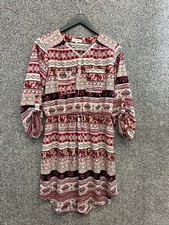 Stella Tweed Red/White Shirt Dress Drawstring Waist Elephants Junior's Size XL