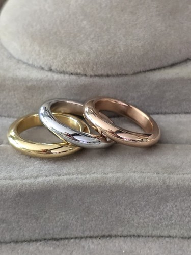 Set Of 3 Andiamo Ross Simons 14k Rose Yellow White Gold resin Stacking band ring - Picture 2 of 23