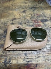 Ray-Ban Vintage Caravan Shooter Green Clip On Sunglasses G-15 Style Leather Case