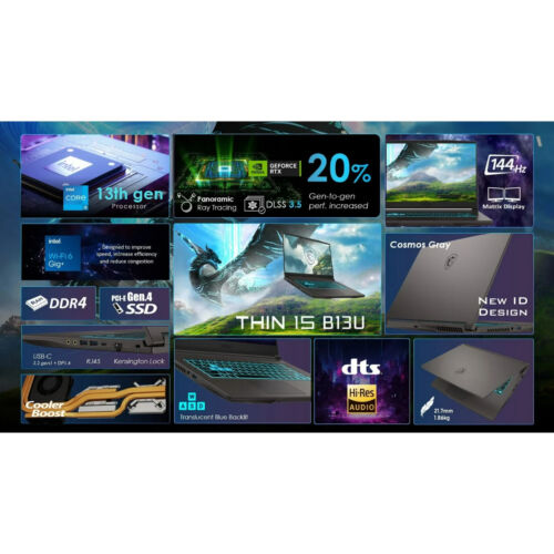 MSI Thin 15.6" FHD 144Hz Gaming Intel Core i5-13420H NVIDIA GeForce RTX3050 - Picture 10 of 11
