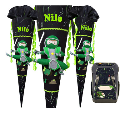 Schultüte passend zum Step by Step Ninja Kimo, für Jungen, genäht, Wunschname