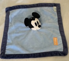Disney Baby Mickey Mouse Blue Lovey Security Blanket Soft w/Velour Edges