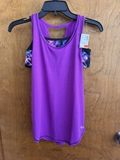NEW Justice Active Girls 14 Workout Tank Top Bra 2 Pc. Set Purple Blue Multi NWT