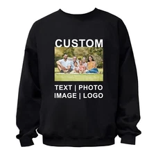 Custom Personalized Crewneck Sweatshirt Print Your Logo Photo Text Custom Made