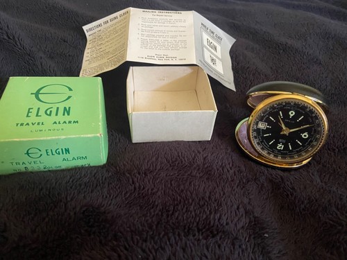 Vintage Elgin Calendar Travel World Time Alarm Clock Luminous Dial ...