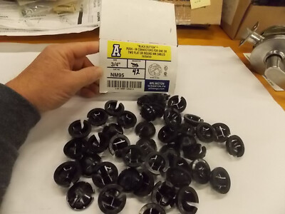 42pcs New Arlington NM95 3/4'' Black Button Push-In Connectors for NM Cable  E2