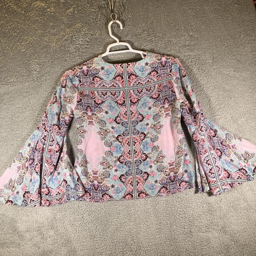 Nanette Lepore Floral Silk Flutter Blouse Womens Small Bloomcore Paisley Boho - Picture 10 of 16