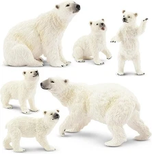 Toymany Polar Bear Figurines Set with Cub – 6PCS Arctic Animal Toys