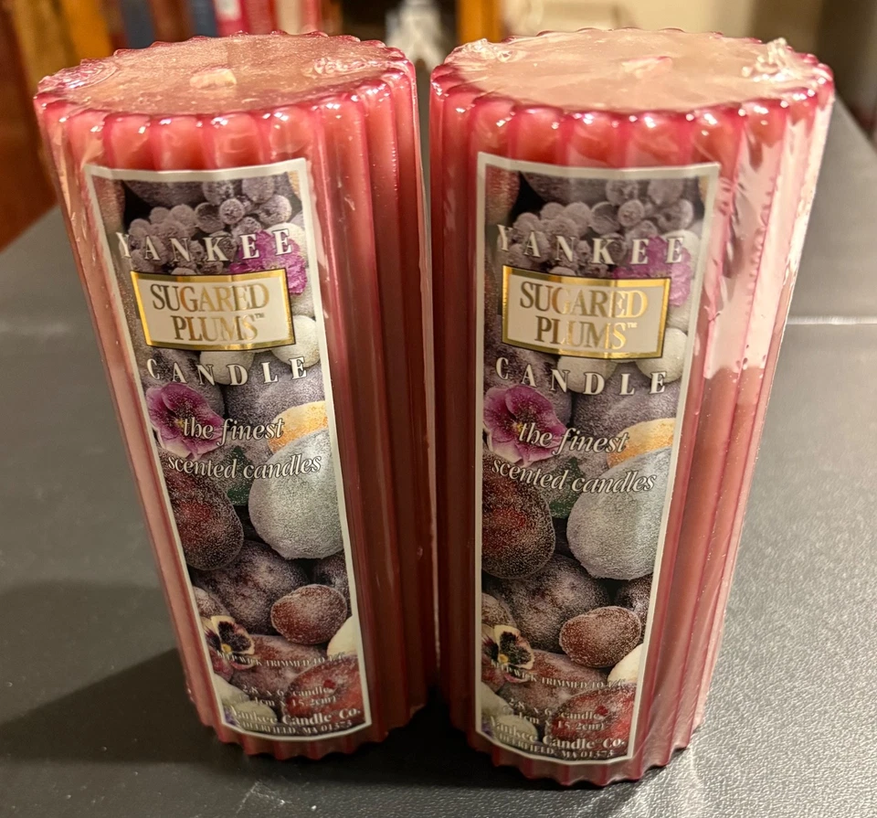 Yankee Candle Sugared Plums Pillar Candles Never Burned Retired Scent  - Image 2 of 4