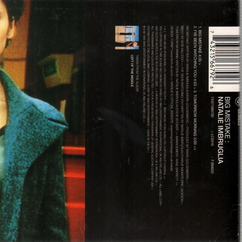 Natalie Imbruglia Big Mistake CD UK Rca 1998 part 2 card sleeve with limited - Image 2 of 2