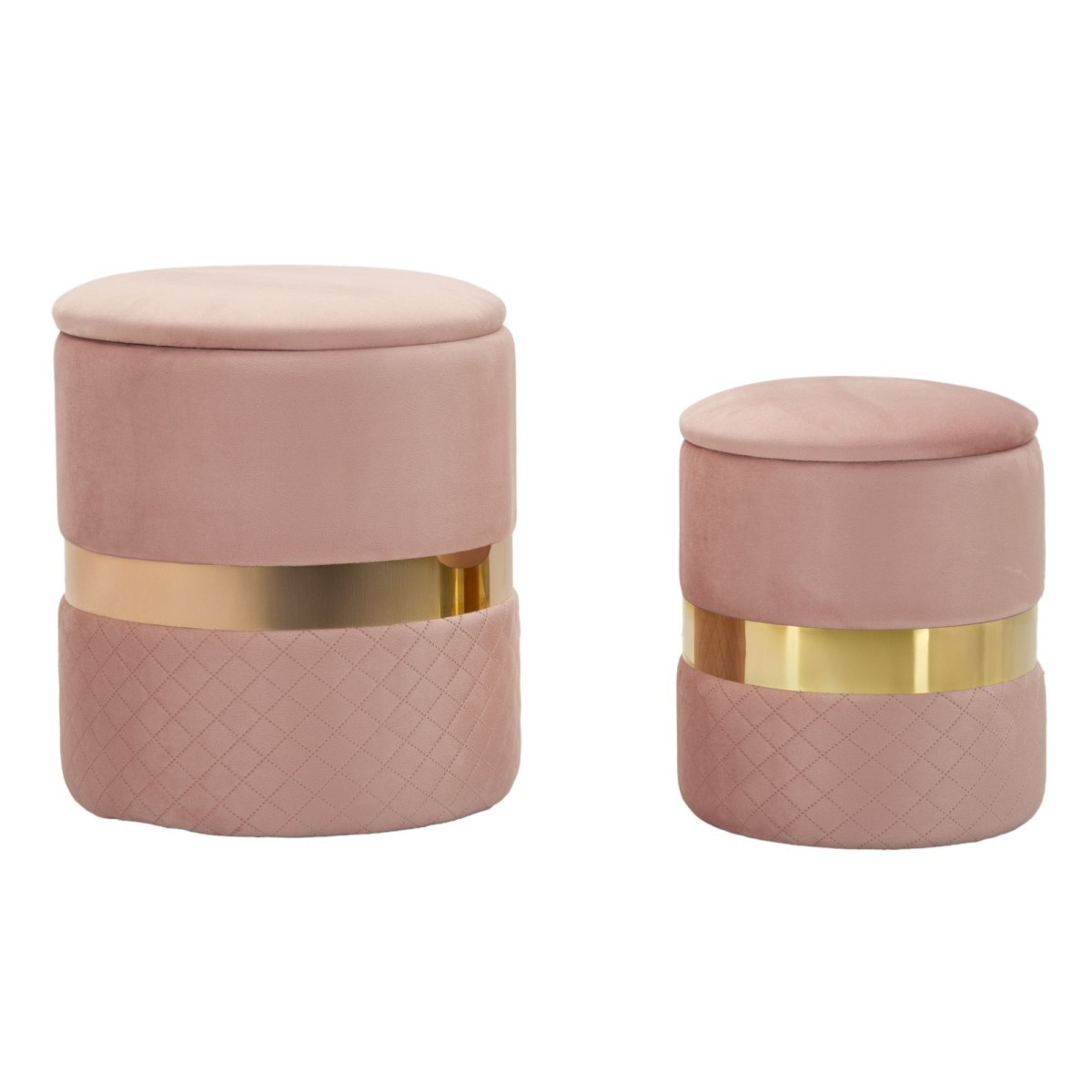Pouf coffre Sheffild rose 42cm pour optimiser l'espace et ranger le désordre