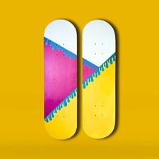 2Pcs Wooden Handmade Skateboard Deck Wall Art, Abstract Wall Hanging Home Decor