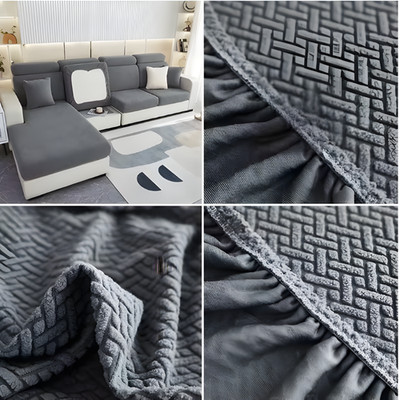 Samt Jacquard Sofa Sitzbezug Stretch Schonbezug Schoner 1-4 Sitzer
