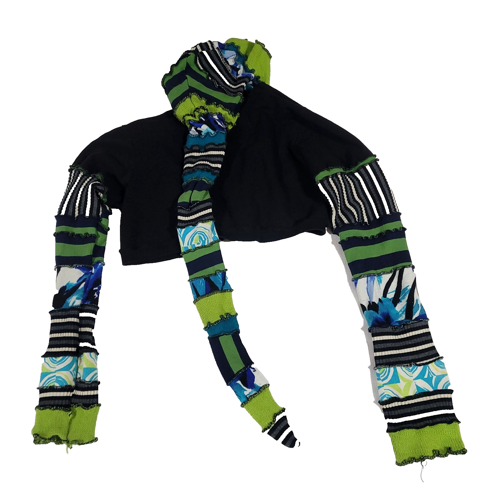 Patchwork Pixie Elf Liripipe Hood Cardigan Croppe… - image 10