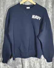 Vintage 90s NAVY made in USA authentic US military Soffe Large Crewneck blue