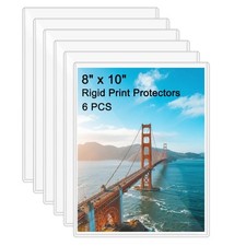 6 Pack 8x10 Inch Rigid Print Protectors Clear Hard Plastic Page Sheet Protectors