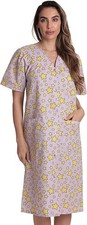 Dreamcrest Short Sleeve Seersucker Duster Snap-Front House Coat with Pockets L