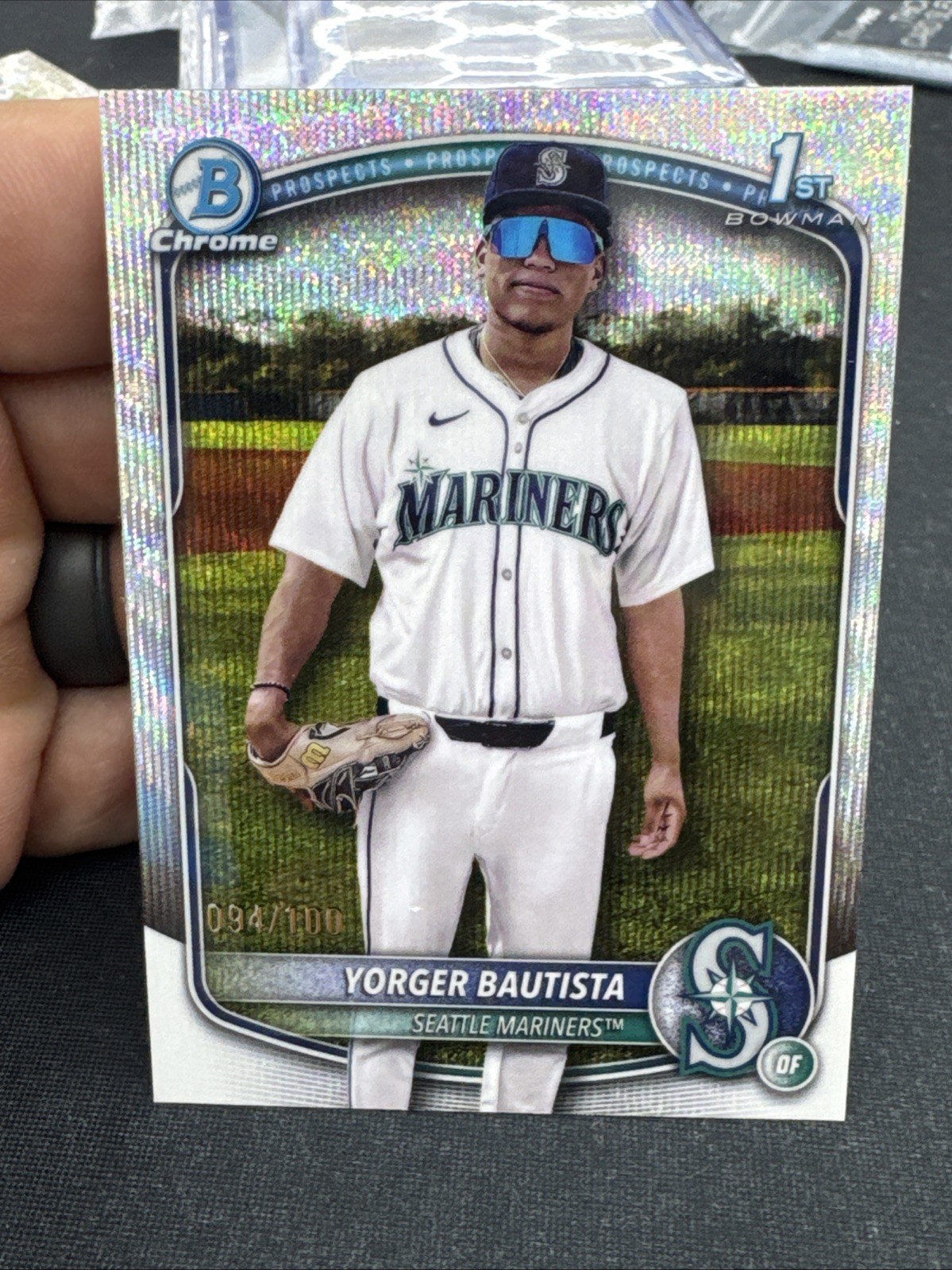 2025 Bowman Chrome YORGER BAUTISTA 1st Bowman WAVE Refractor # /100 Mariners