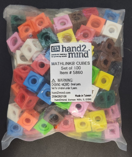 Hand2Mind Cubes 100 Interlocking Mathlink Cubes, Item  Number 5860, Gently Used