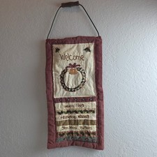 Vintage Rustic Welcome Wall Hanging Quilt Christmas Holiday Farmhouse Simple
